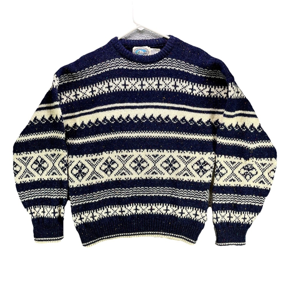 Vintage Environmental Clothing Sweater Mens XL Blue Nordic Wool Blend Made in US